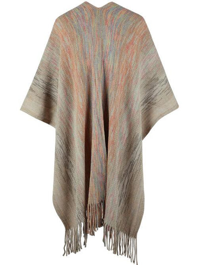 Chic Heathered Fringe Boho Poncho for Effortless Style