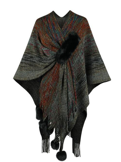 Chic Heathered Fringe Boho Poncho for Effortless Style