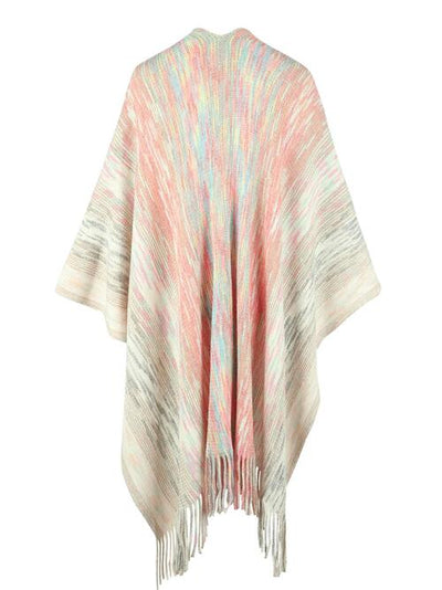 Chic Heathered Fringe Boho Poncho for Effortless Style
