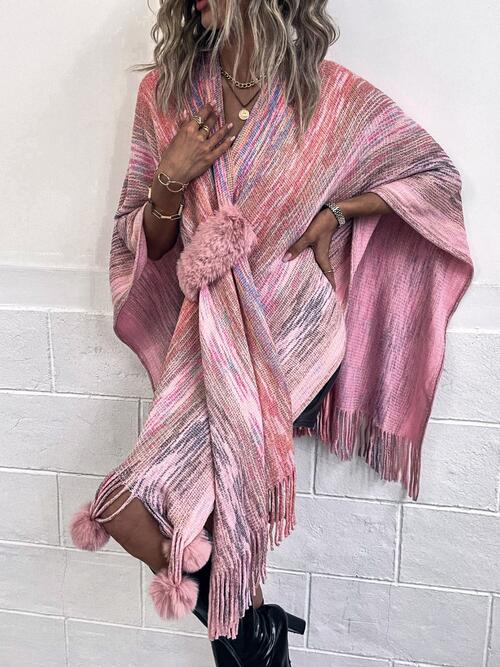 Chic Heathered Fringe Boho Poncho for Effortless Style