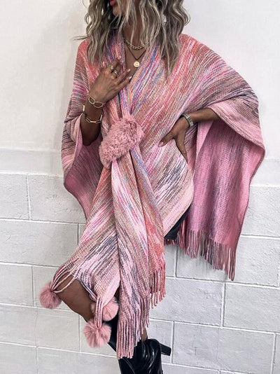 Chic Heathered Fringe Boho Poncho for Effortless Style