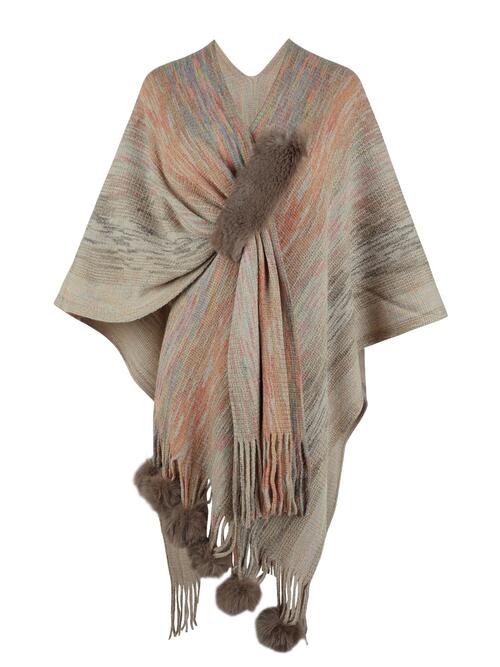 Chic Heathered Fringe Boho Poncho for Effortless Style