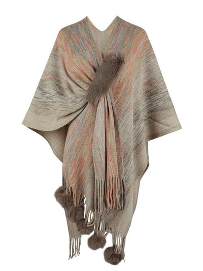 Chic Heathered Fringe Boho Poncho for Effortless Style