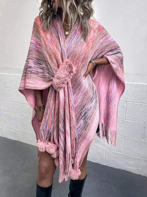 Chic Heathered Fringe Boho Poncho for Effortless Style