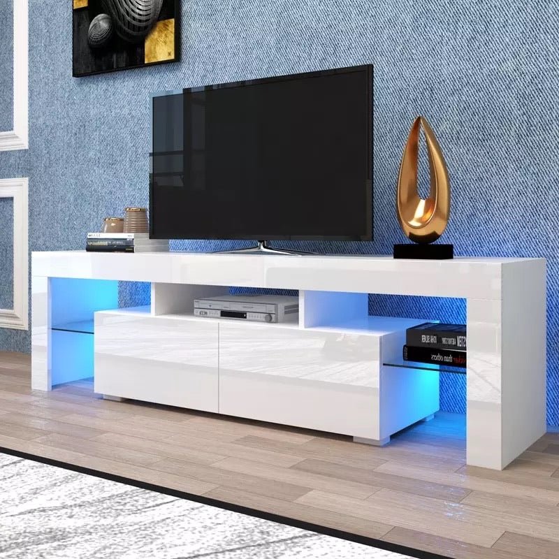 High Gloss TV Cabinet 65 Inch Entertainment Center For Living Room