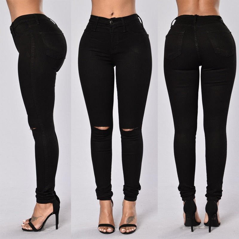 Vintage High-Waisted Ripped Skinny Jeans for Women
