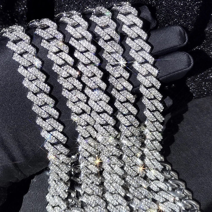 Hip-Hop Fusion: Iced Out Rhinestones Cuban Chain Necklace Set for Stylish Men and Women