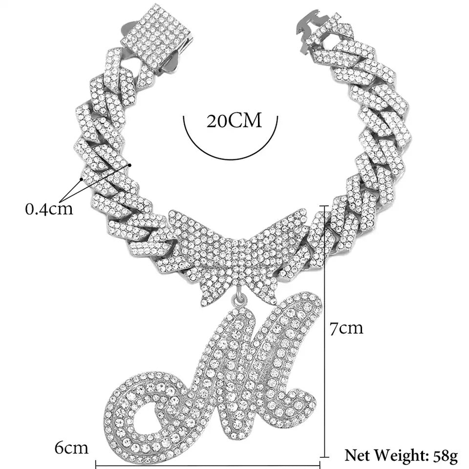 "Iced Out Butterfly Necklace and Bracelet Set - 2 Pieces"