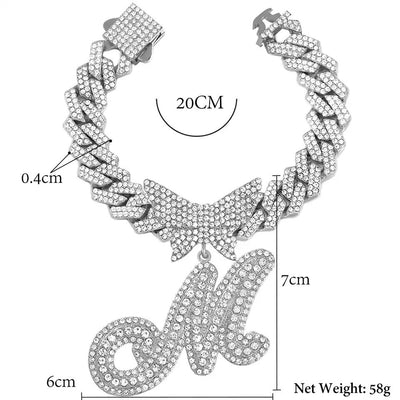 "Iced Out Butterfly Necklace and Bracelet Set - 2 Pieces"
