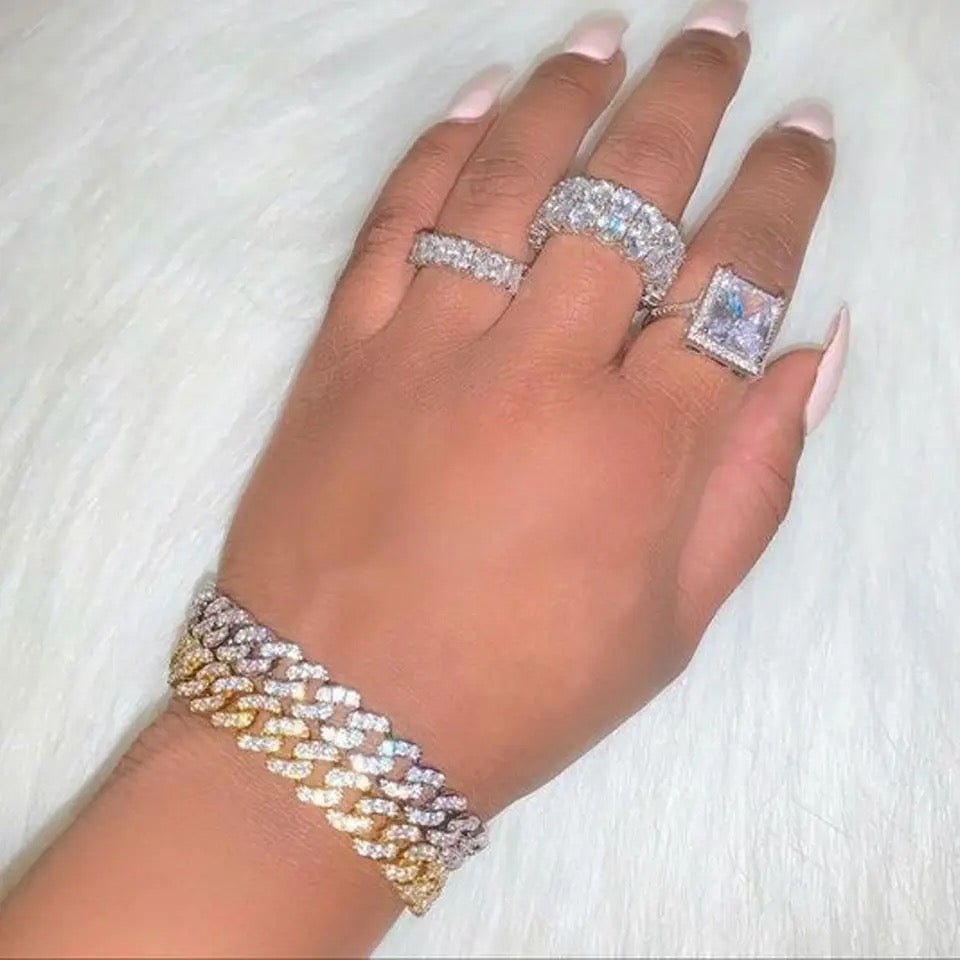 Iced Out Cuban Bracelet And Necklace Set For Men Women Luxury Jewelry With Sparkling Cuban Style