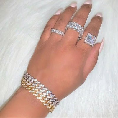Iced Out Cuban Bracelet And Necklace Set For Men Women Luxury Jewelry With Sparkling Cuban Style