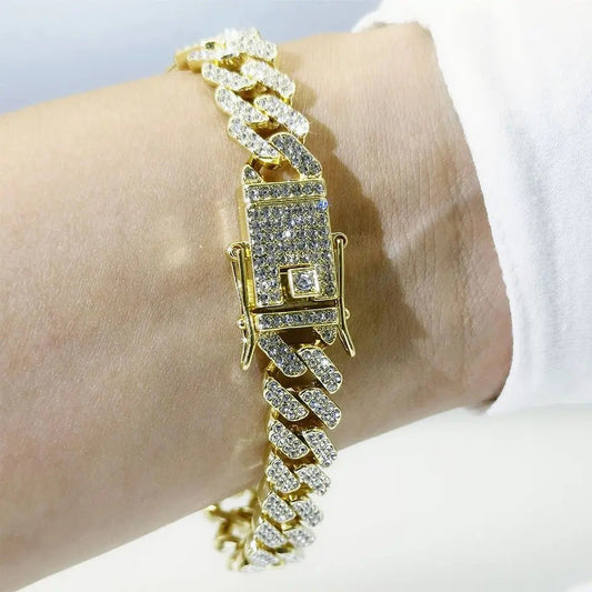 Iced Out Cuban Bracelet And Necklace Set For Men Women Luxury Jewelry With Sparkling Cuban Style