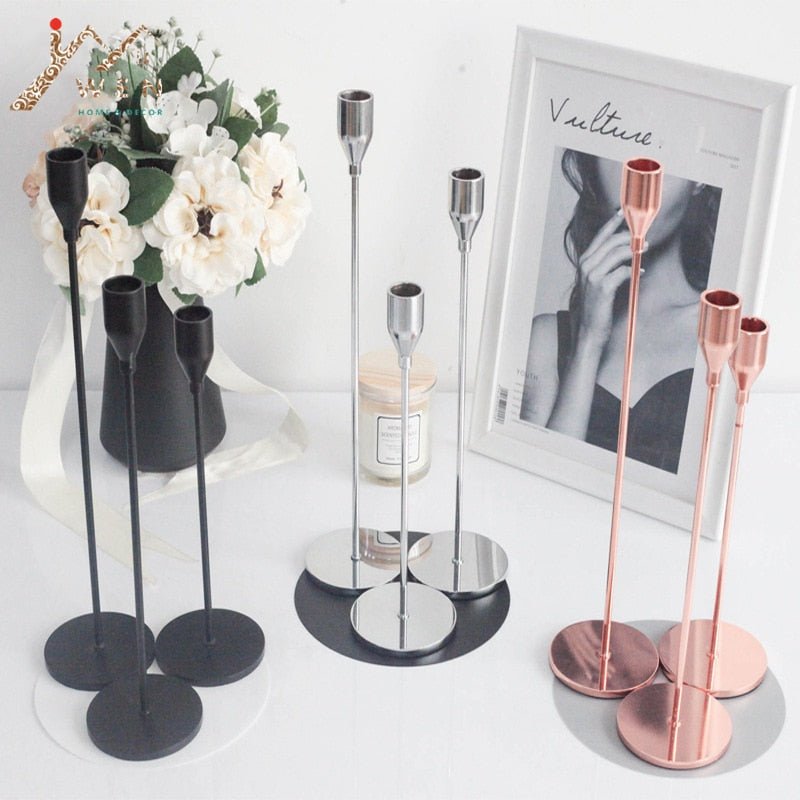 IMUWEN Metal Candle Holders  Luxury Candlestick Fashion Wedding Candle Stand Exquisite Candlestick Christmas Table Home Decor