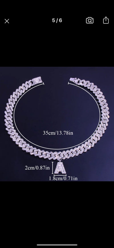 Initial Cuban Link Necklace 16 Inch Elegant Stainless Steel Chain Jewelry for Casual to Formal Wear