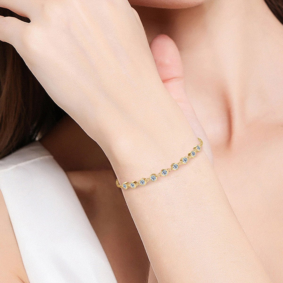 Inlaid Moissanite 925 Sterling Silver Bracelet for Elegance