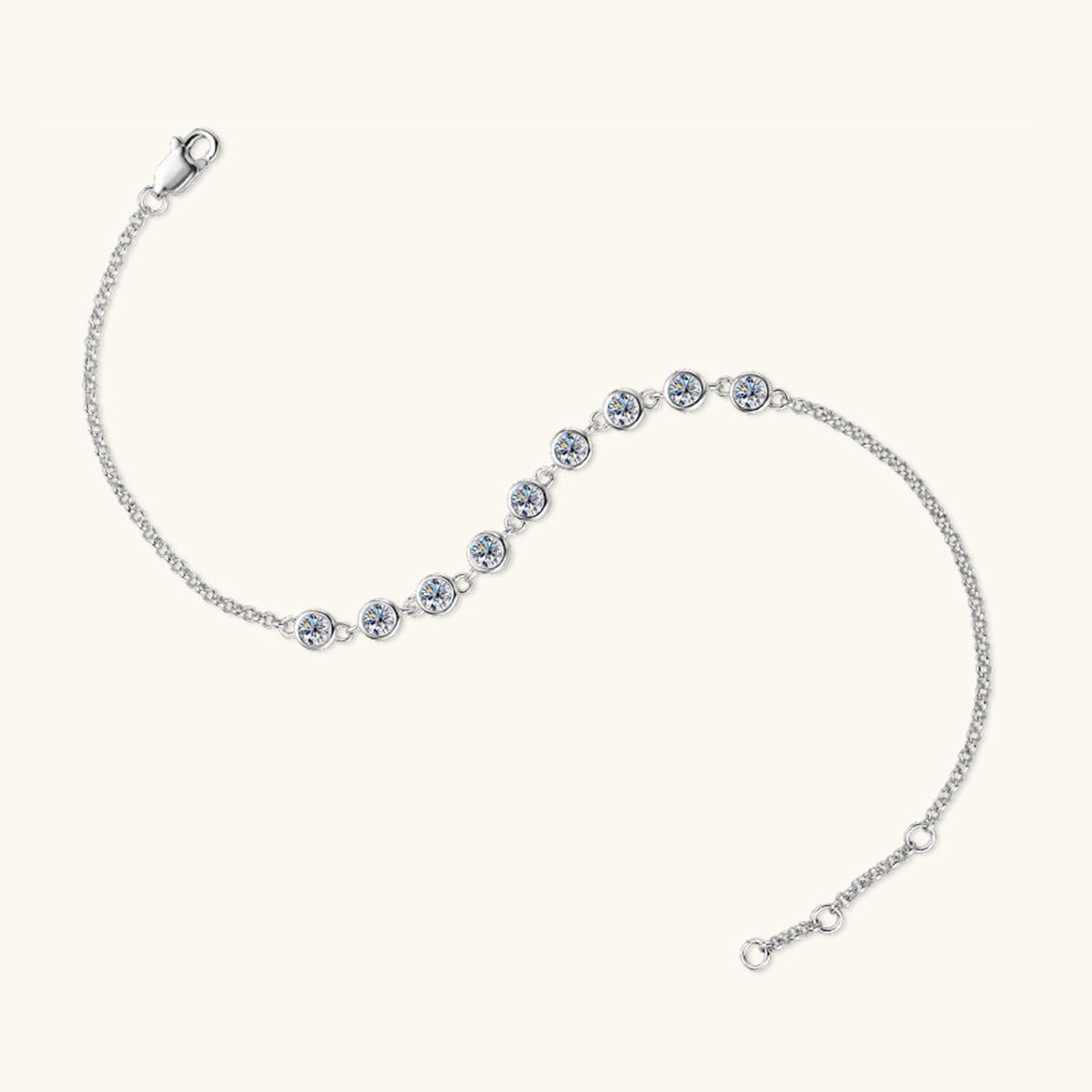 Inlaid Moissanite 925 Sterling Silver Bracelet for Elegance