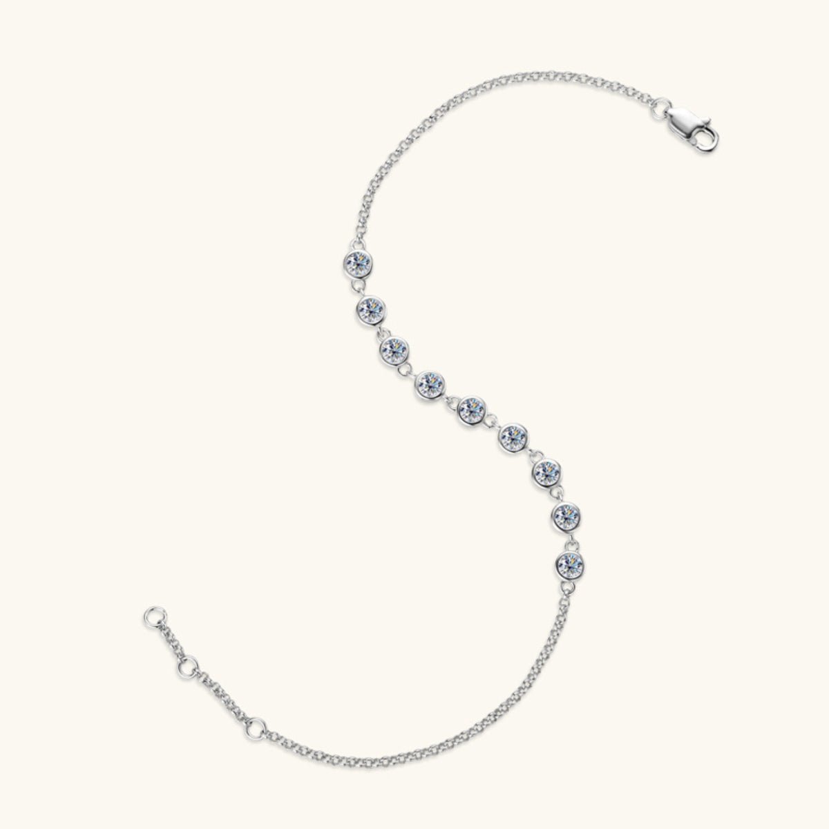 Inlaid Moissanite 925 Sterling Silver Bracelet for Elegance