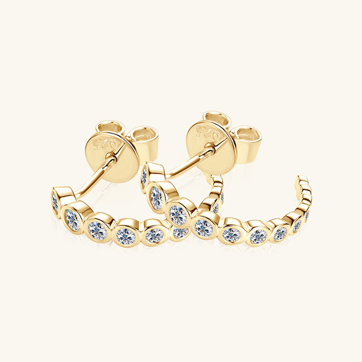 Inlaid Moissanite 925 Sterling Silver C-Hoop Earrings Set
