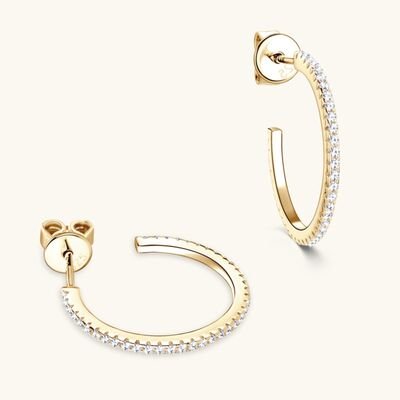 Inlaid Moissanite 925 Sterling Silver C-Hoop Earrings Set