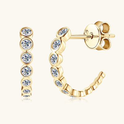 Inlaid Moissanite 925 Sterling Silver C-Hoop Earrings Set