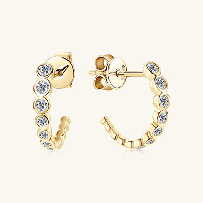 Inlaid Moissanite 925 Sterling Silver C-Hoop Earrings Set