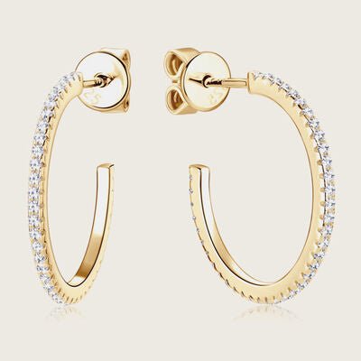 Inlaid Moissanite 925 Sterling Silver C-Hoop Earrings Set