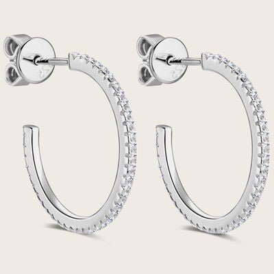 Inlaid Moissanite 925 Sterling Silver C-Hoop Earrings Set