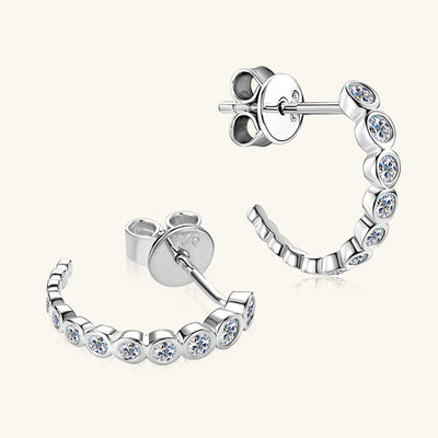Inlaid Moissanite 925 Sterling Silver C-Hoop Earrings Set