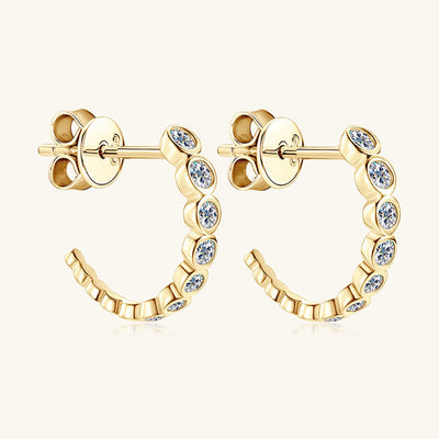 Inlaid Moissanite 925 Sterling Silver C-Hoop Earrings Set
