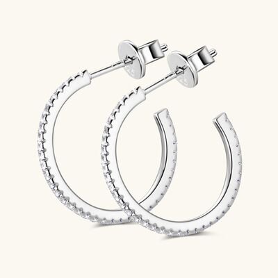 Inlaid Moissanite 925 Sterling Silver C-Hoop Earrings Set