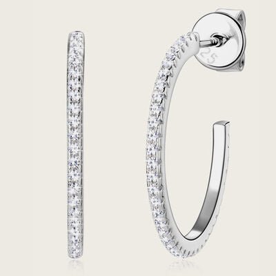 Inlaid Moissanite 925 Sterling Silver C-Hoop Earrings Set