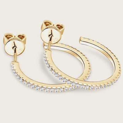 Inlaid Moissanite 925 Sterling Silver C-Hoop Earrings Set