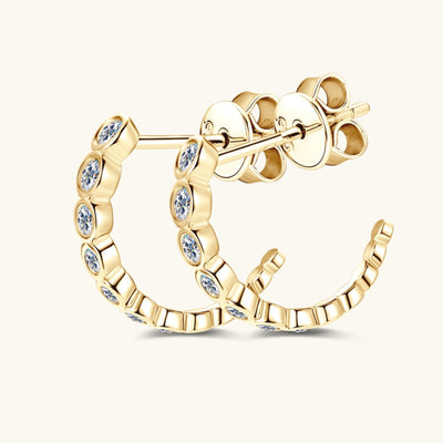 Inlaid Moissanite 925 Sterling Silver C-Hoop Earrings Set