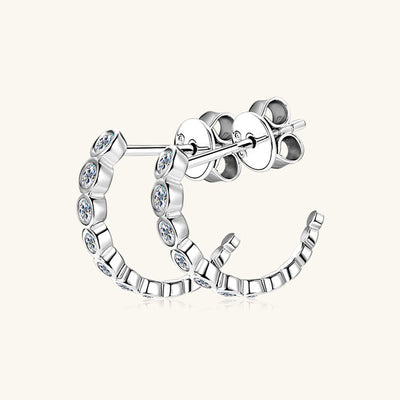 Inlaid Moissanite 925 Sterling Silver C-Hoop Earrings Set