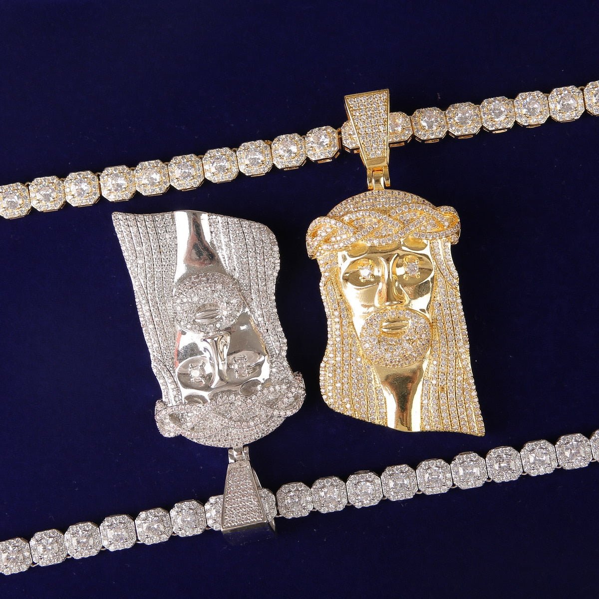 Jesus Head Pendant Gold Color Bling AAAA Stone Men's Hip Hop Jewelry