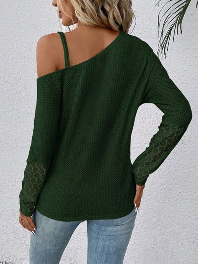 Lace Detail Asymmetrical Long Sleeve Top