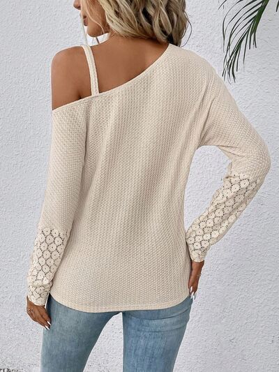 Lace Detail Asymmetrical Long Sleeve Top