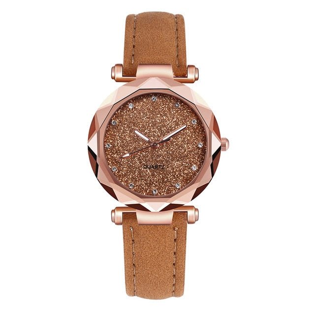 Ladies Fashion Korean Rhinestone Rose Gold Quartz Watch Elegant Womens Wristwatch for Daily Glamour