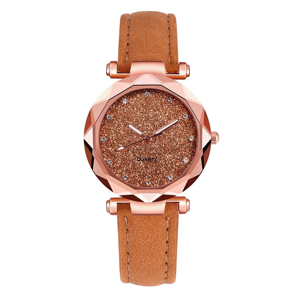 Ladies Fashion Korean Rhinestone Rose Gold Quartz Watch Elegant Womens Wristwatch for Daily Glamour