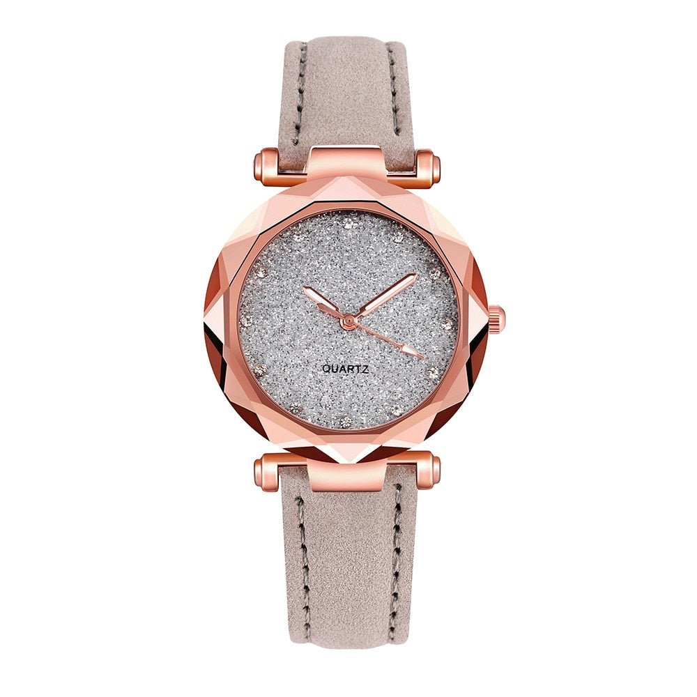 Ladies Fashion Korean Rhinestone Rose Gold Quartz Watch Elegant Womens Wristwatch for Daily Glamour