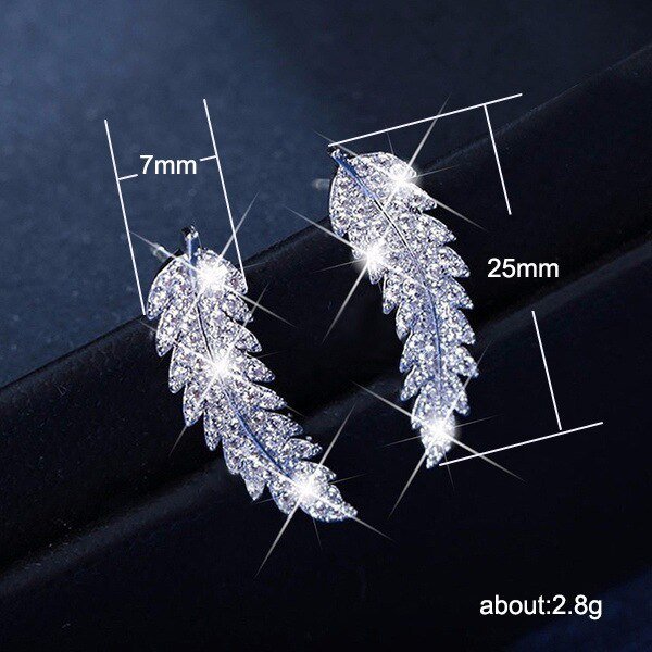 Leaf Shape Women Earrings Micro Paved CZ Stone