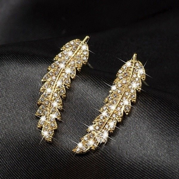 Leaf Shape Women Earrings Micro Paved CZ Stone