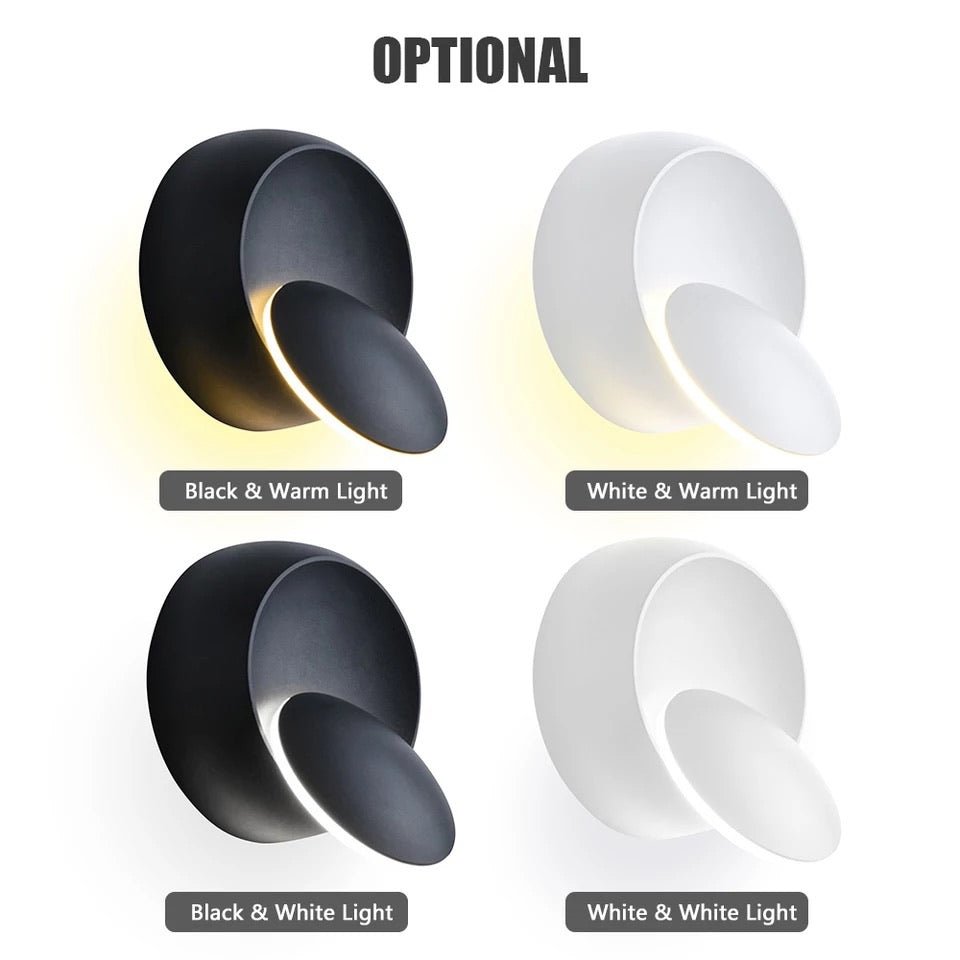 LED 360 Degree Rotatable Round Crescent Wall Light Night