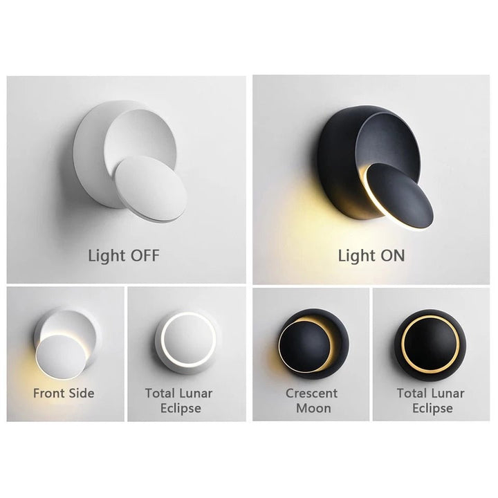 LED 360 Degree Rotatable Round Crescent Wall Light Night