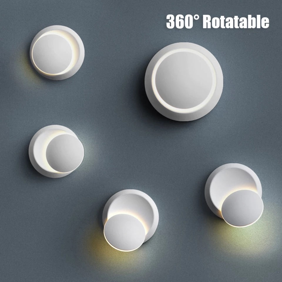 LED 360 Degree Rotatable Round Crescent Wall Light Night