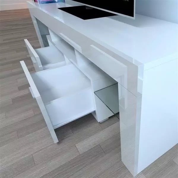 LED TV Cabinet with Two Drawers Home Decor Furniture For Home Decorative White
