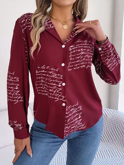 Stylish Printed Long Sleeve Button-Up Shirt