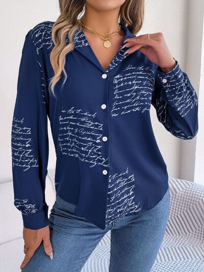 Stylish Printed Long Sleeve Button-Up Shirt