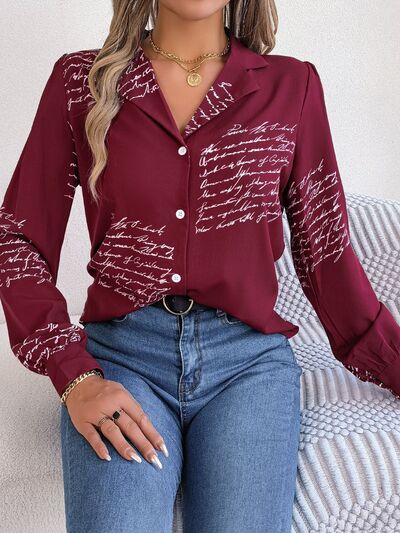 Stylish Printed Long Sleeve Button-Up Shirt