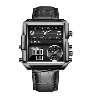 Lige New Electronic Quartz Dual Display Watch Men's Waterproof Watch Multi-Function Electronic Watch Quartz Watch